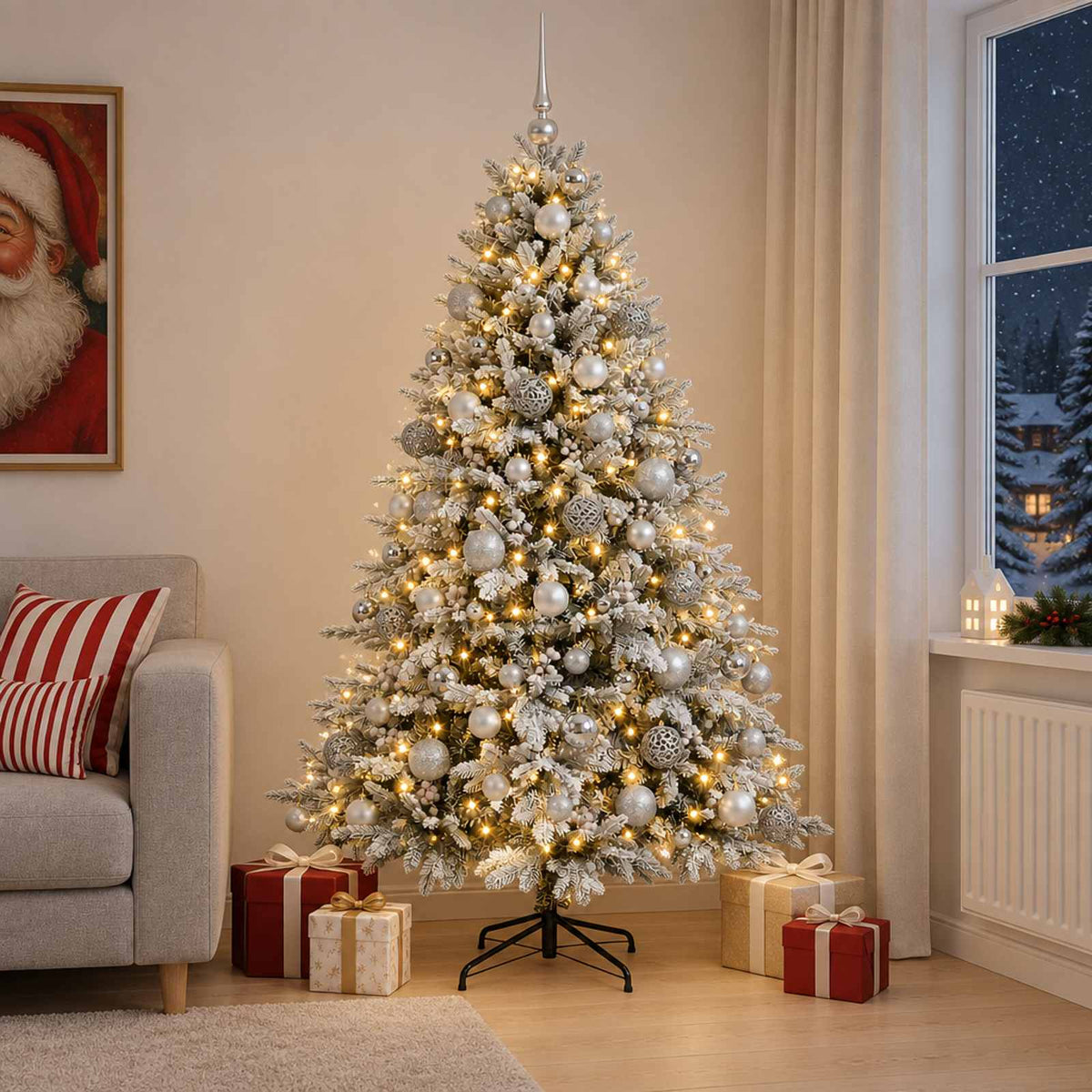 Umjetno božićno drvce s kuglicom 210 cm 300 LED lampica