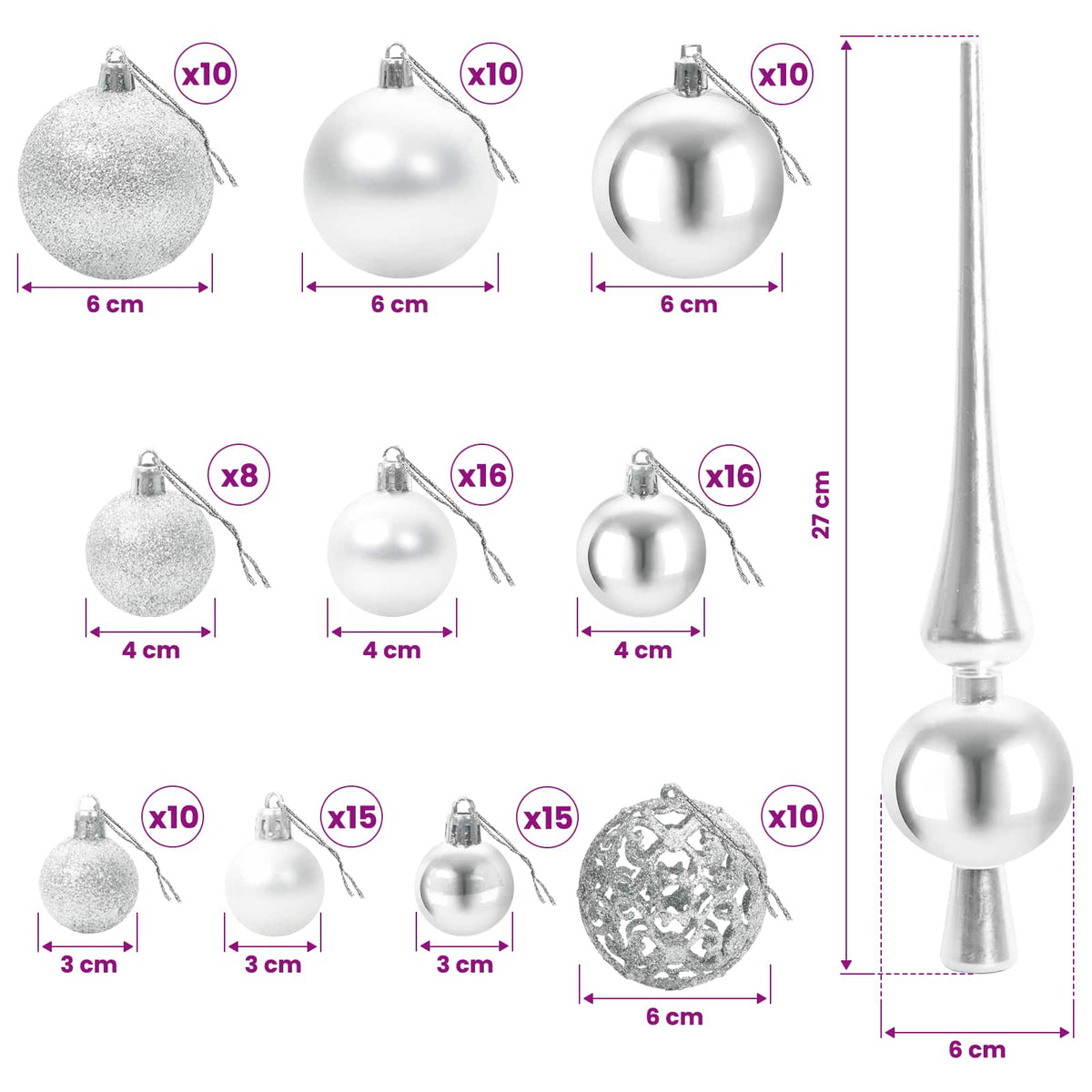 Umjetno božićno drvce s kuglicom 210 cm 300 LED lampica