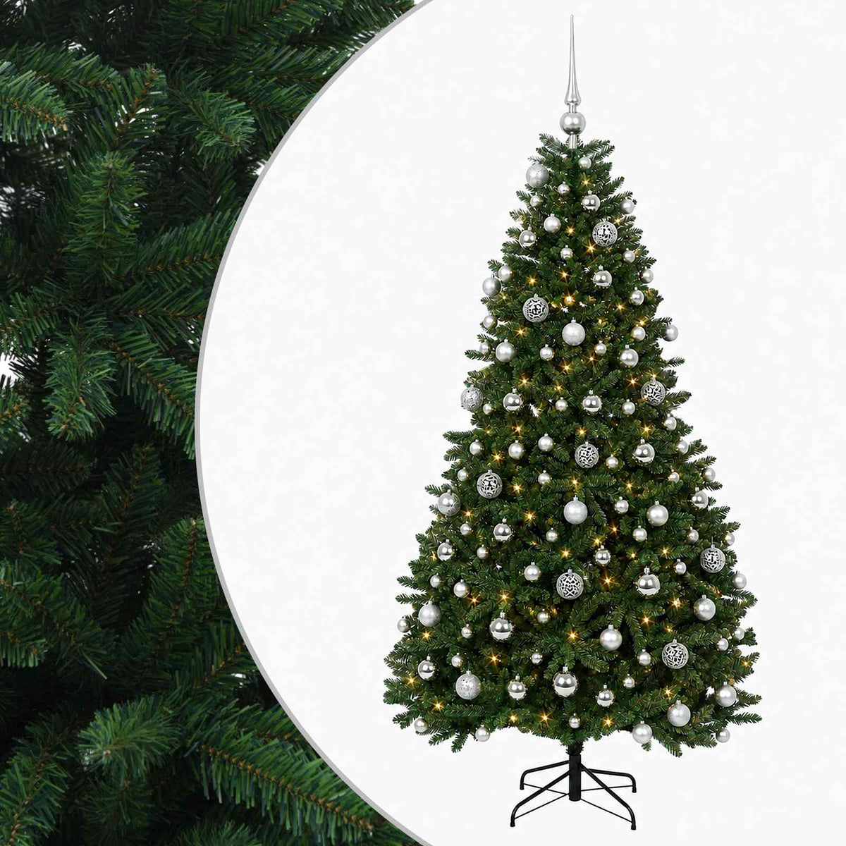 Umjetno božićno drvce srednje zeleno s kuglicama 240 cm