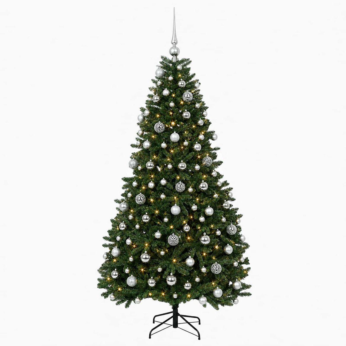 Umjetno božićno drvce srednje zeleno s kuglicama 240 cm