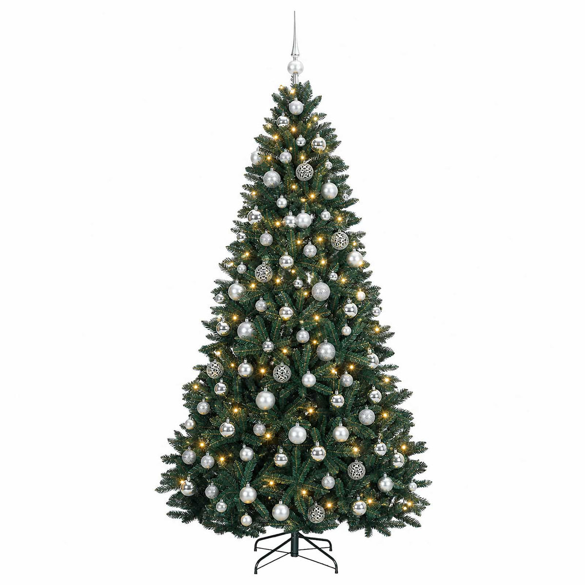 Umjetno božićno drvce tamnozeleno s kuglicama 240 cm