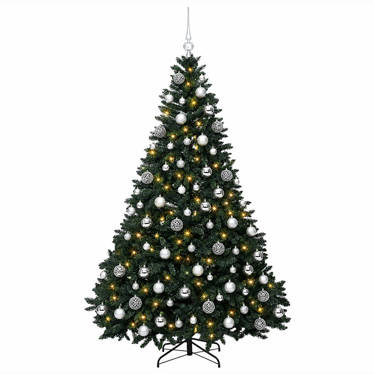 Umjetno božićno drvce tamnozeleno s kuglicama 240 cm