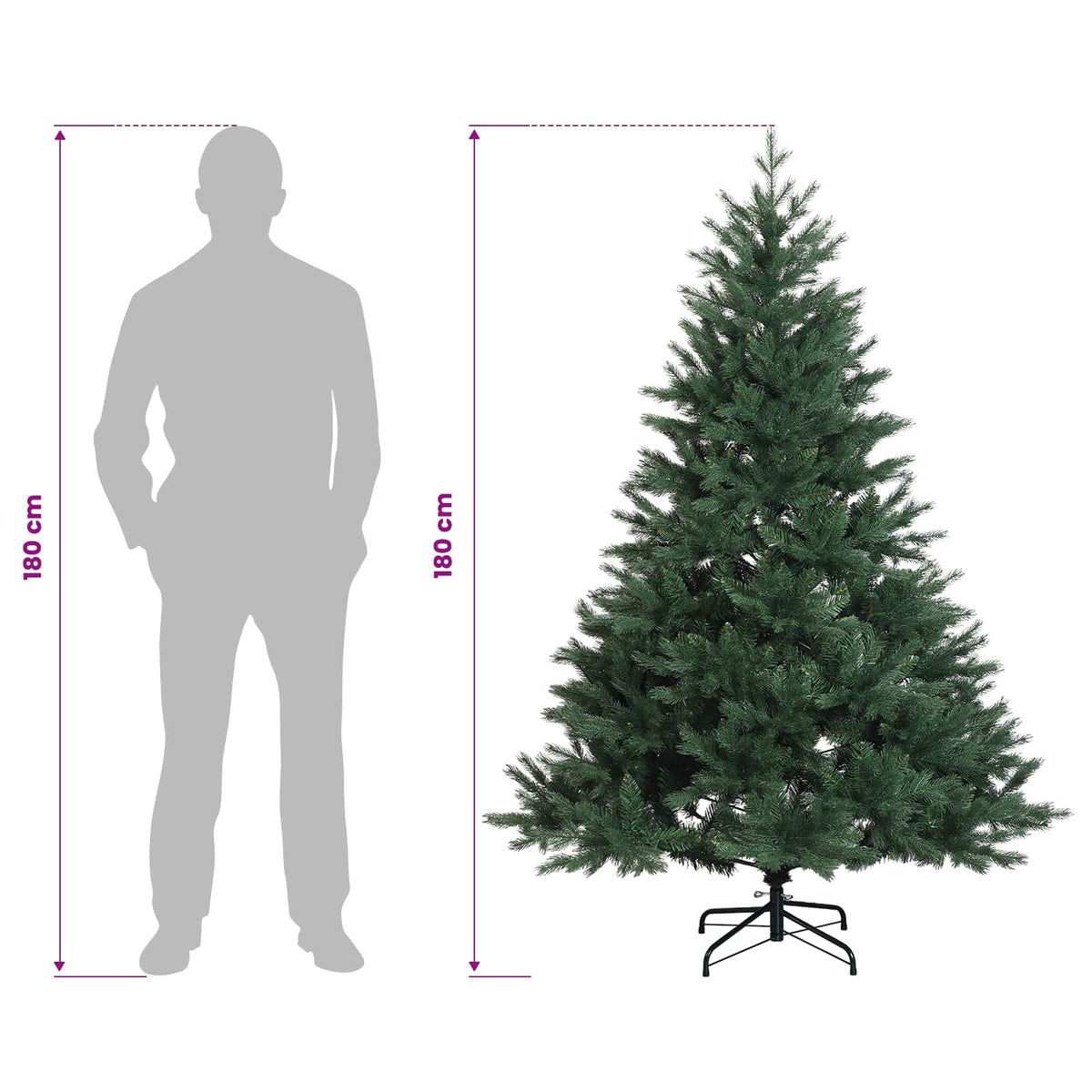 Umjetno božićno drvce s kuglicom 180 cm 300 LED lampica