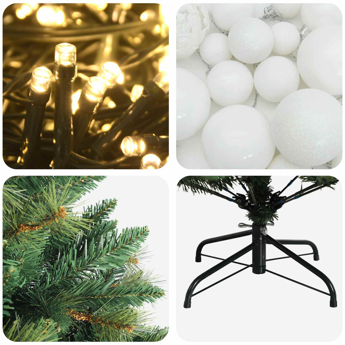 Umjetno božićno drvce s kuglicama 180 cm 300 LED lampica