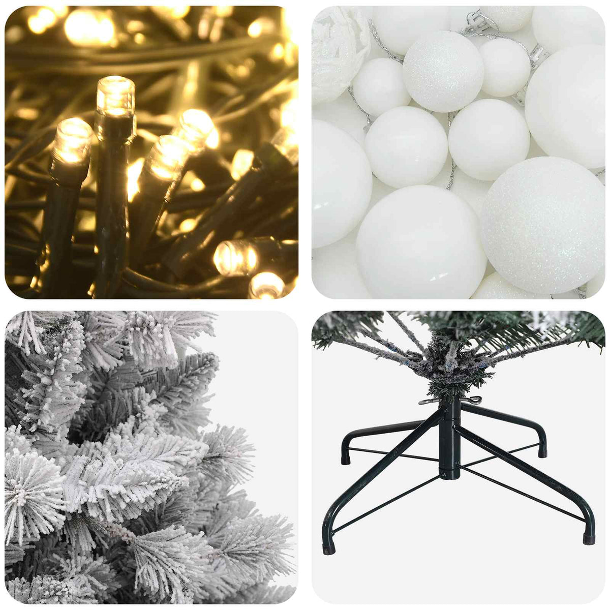 Umjetno božićno drvce s kuglicama 240 cm 300 LED lampica