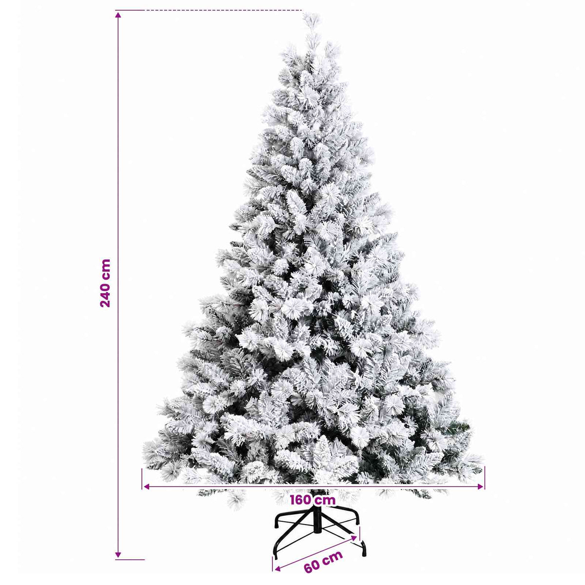 Umjetno božićno drvce s kuglicama 240 cm 300 LED lampica
