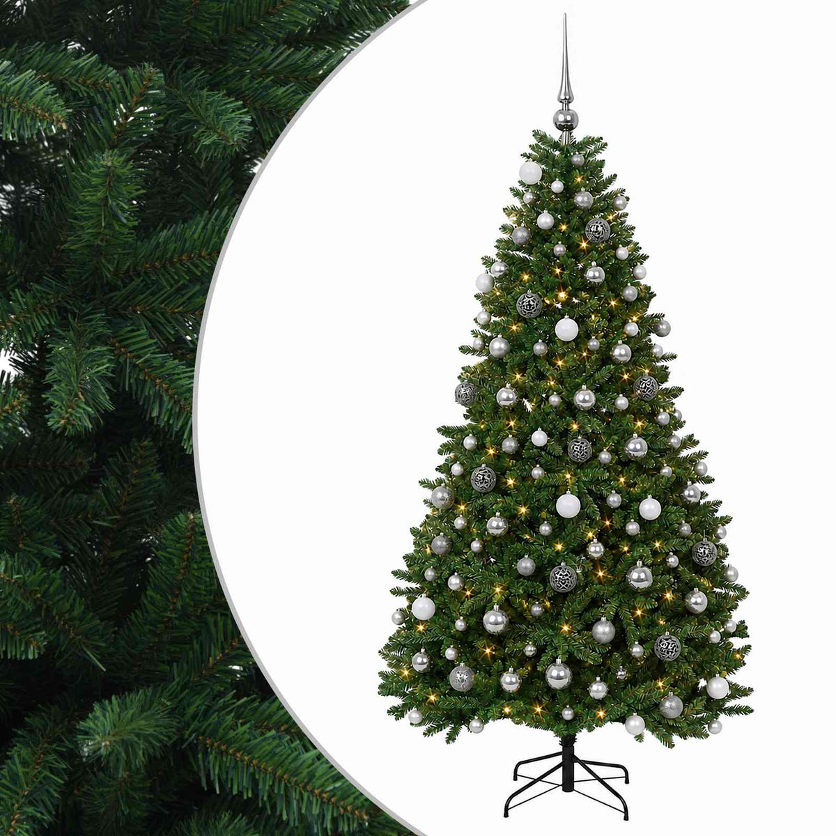 Umjetno božićno drvce srednje zeleno s kuglicama 240 cm