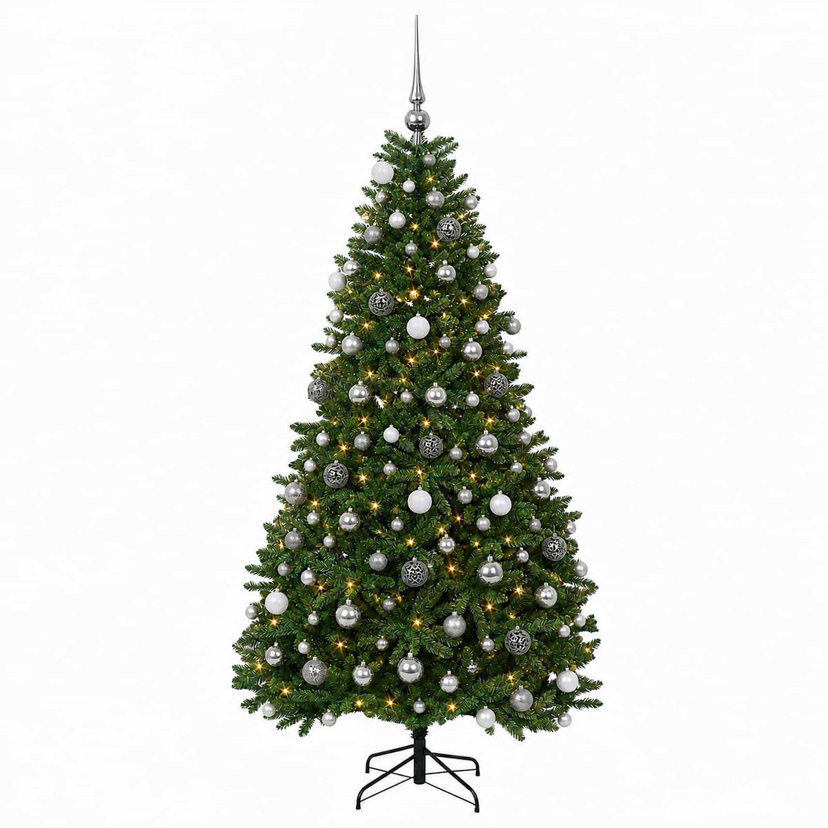 Umjetno božićno drvce srednje zeleno s kuglicama 240 cm