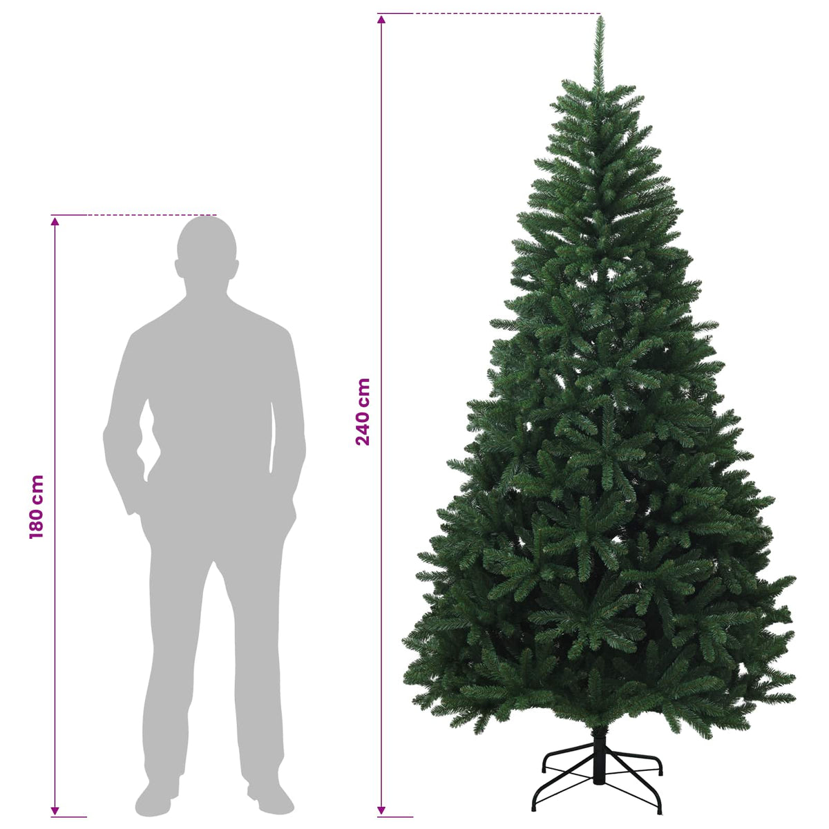 Umjetno božićno drvce srednje zeleno s kuglicama 240 cm