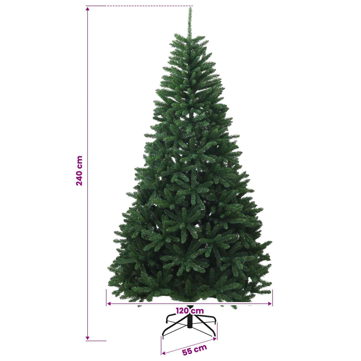 Umjetno božićno drvce srednje zeleno s kuglicama 240 cm