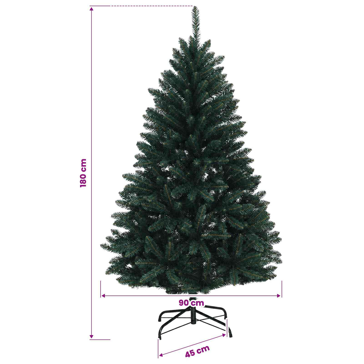 Umjetno božićno drvce tamnozeleno s kuglicama 180 cm