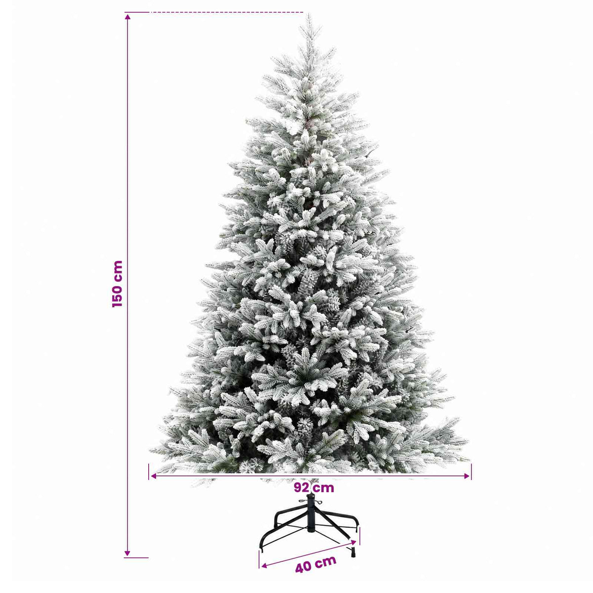 Umjetno božićno drvce s nogom 150 cm PVC i metal
