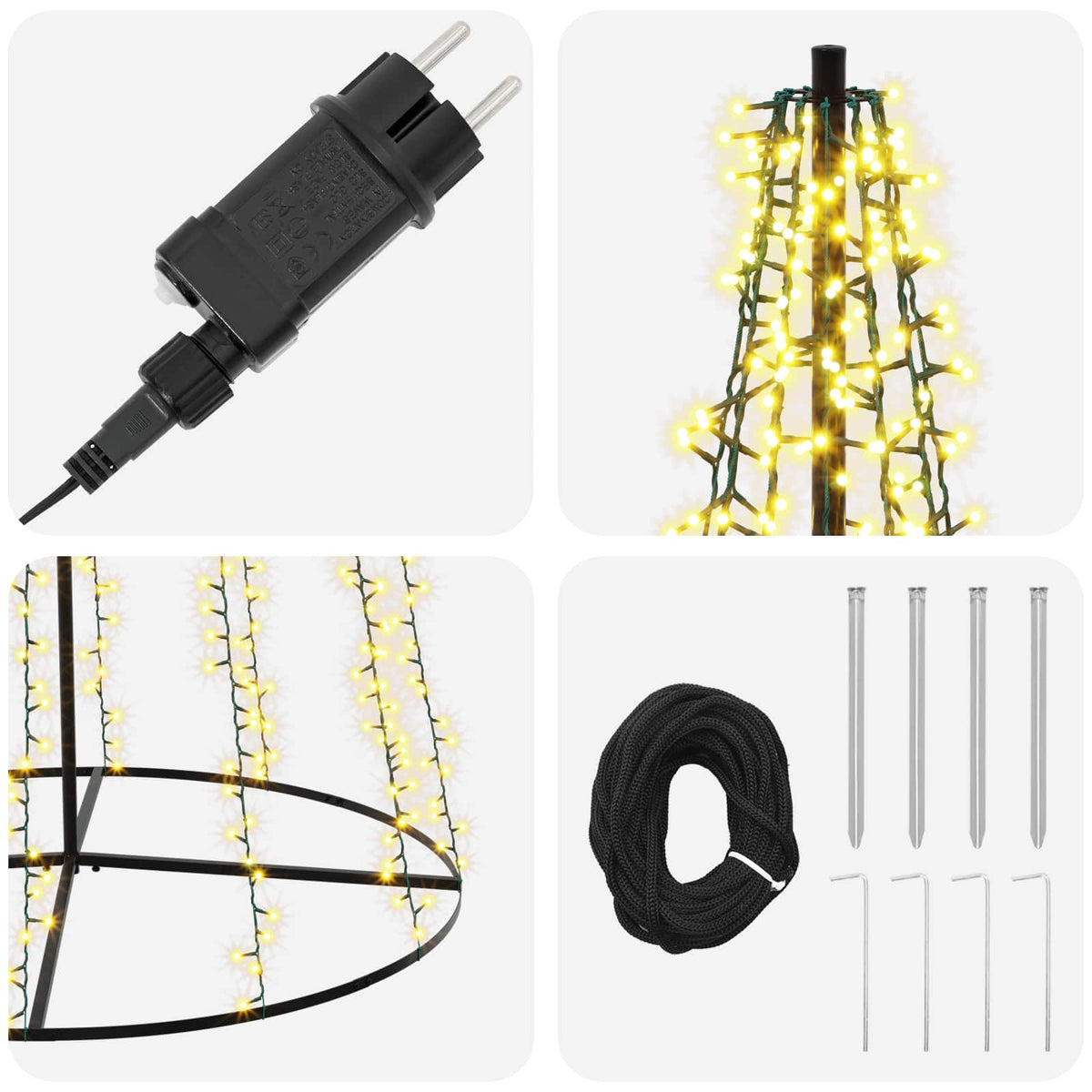 LED božićno drvce 385 cm 2460 LED lampica Topla bijela Čelik