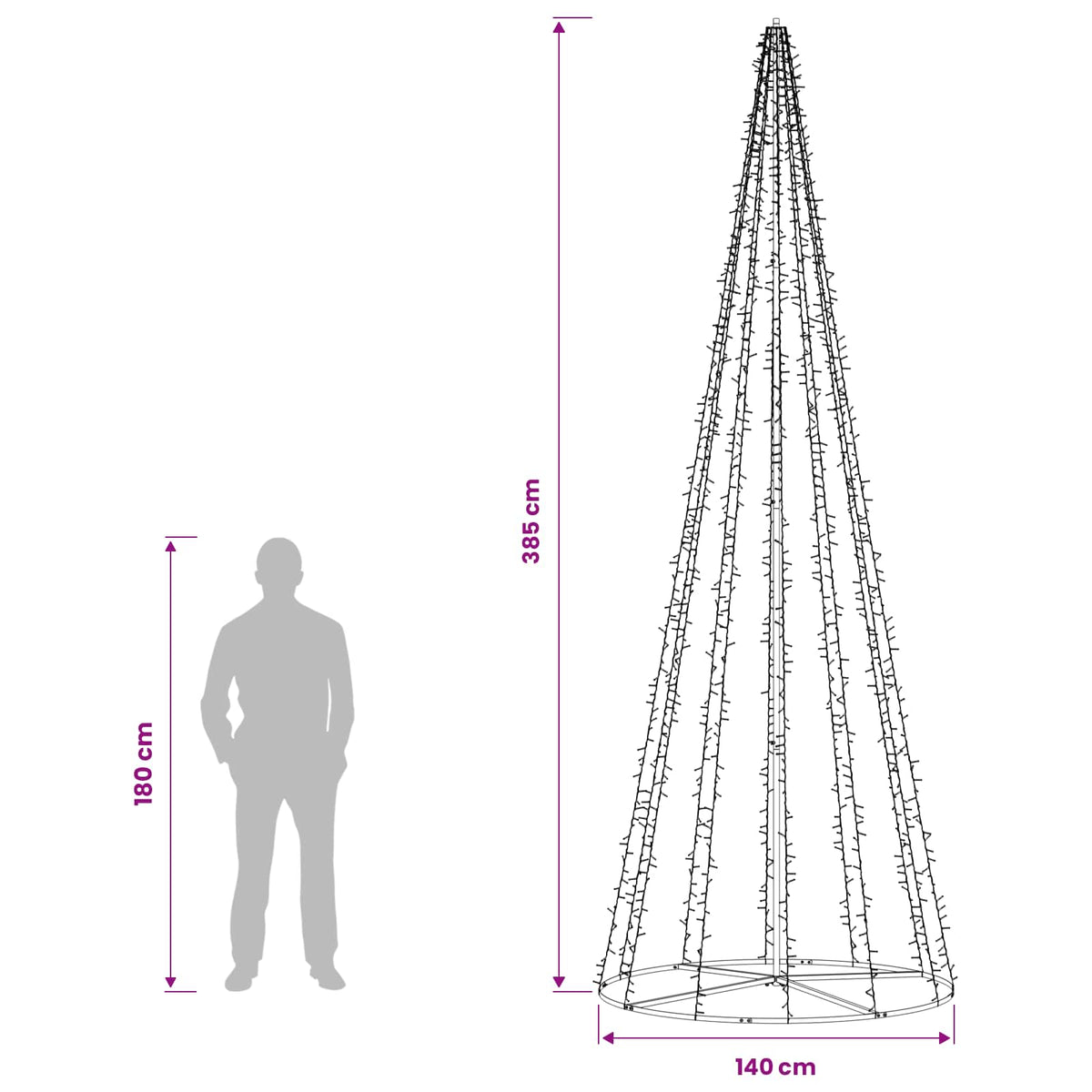 LED božićno drvce 385 cm 2460 LED lampica Topla bijela Čelik