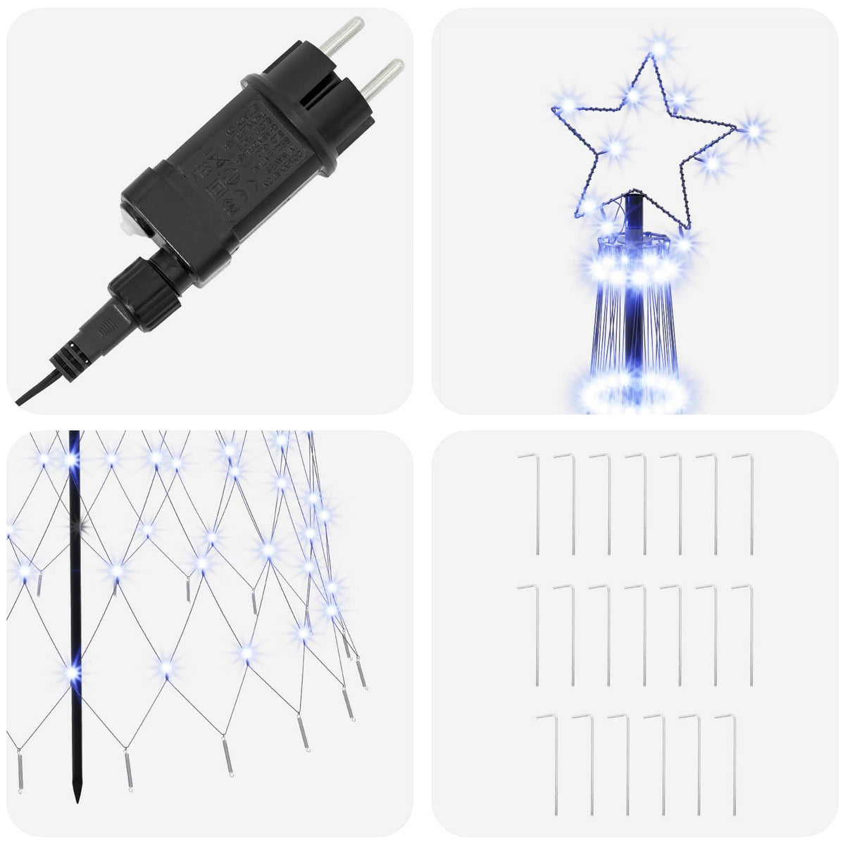 LED božićno drvce 250 cm 290 LED lampica Plava Željezo Crna