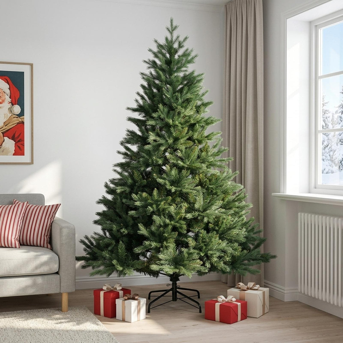 Umjetno božićno drvce s nogom 240 cm PVC i metal Zelena