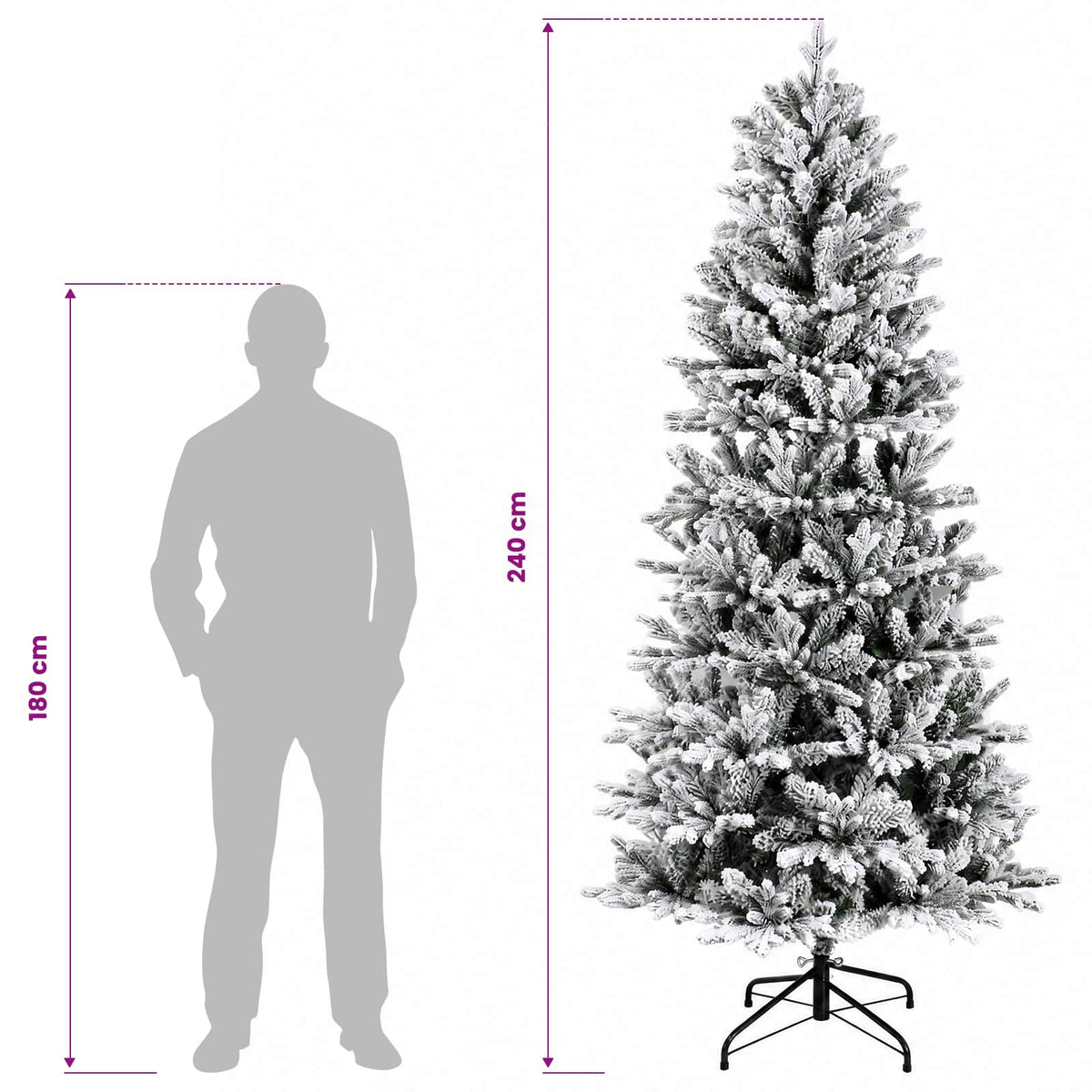 Umjetno božićno drvce s nogom 240 cm PVC i PE Zelena i bijela