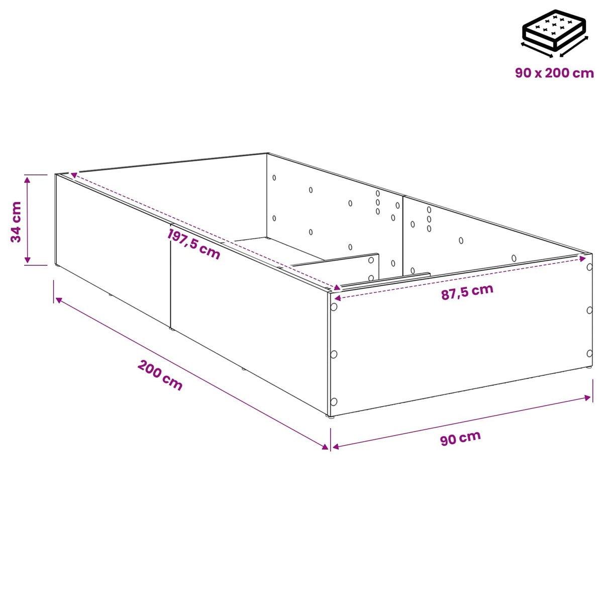 Okvir za podesivu bazu kreveta Drvo hrasta 90 x 200 cm