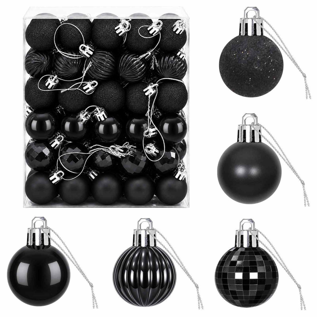 Set božićnih kuglica 150 kom. Crna 3 cm Polistiren