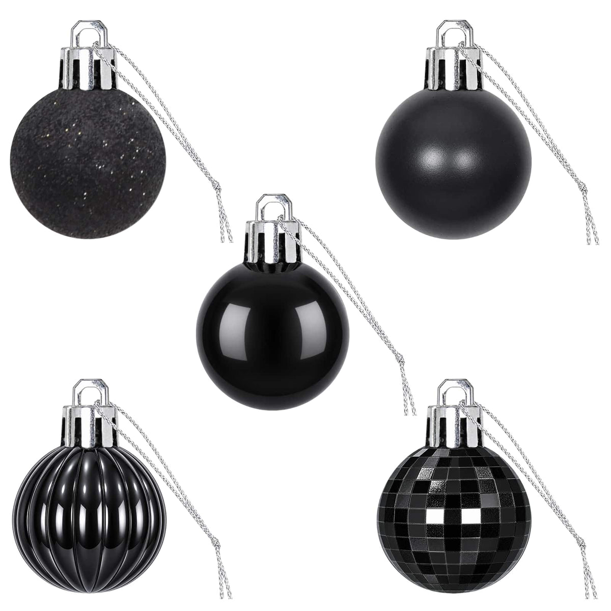 Set božićnih kuglica 150 kom. Crna 3 cm Polistiren