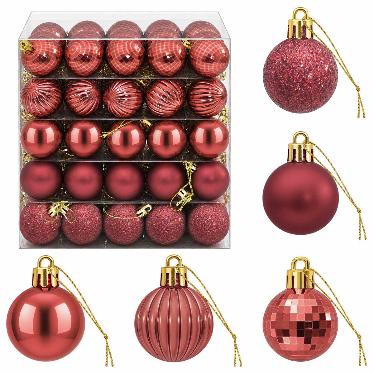 Set božićnih kuglica 150 kom. Vinska crvena 3 cm Polistiren