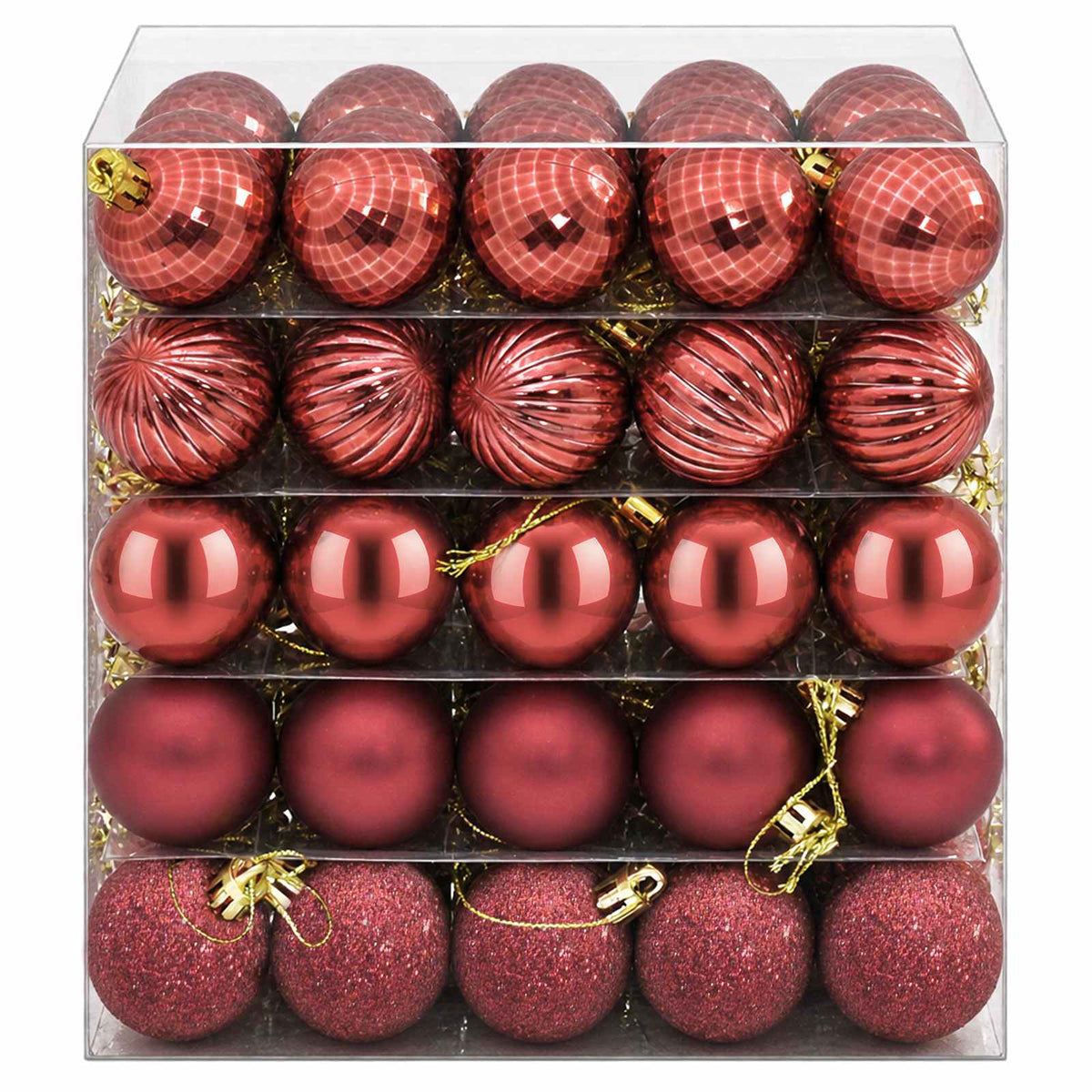 Set božićnih kuglica 150 kom. Vinska crvena 3 cm Polistiren