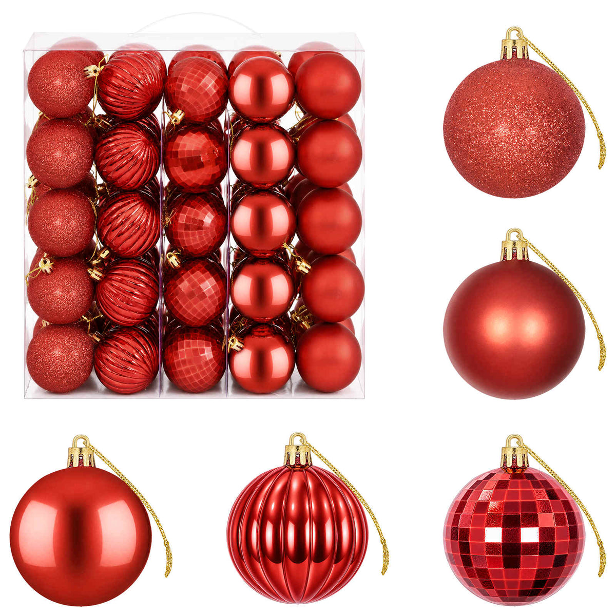 Set božićnih kuglica 75 kom. Crvena 6 cm Polistiren