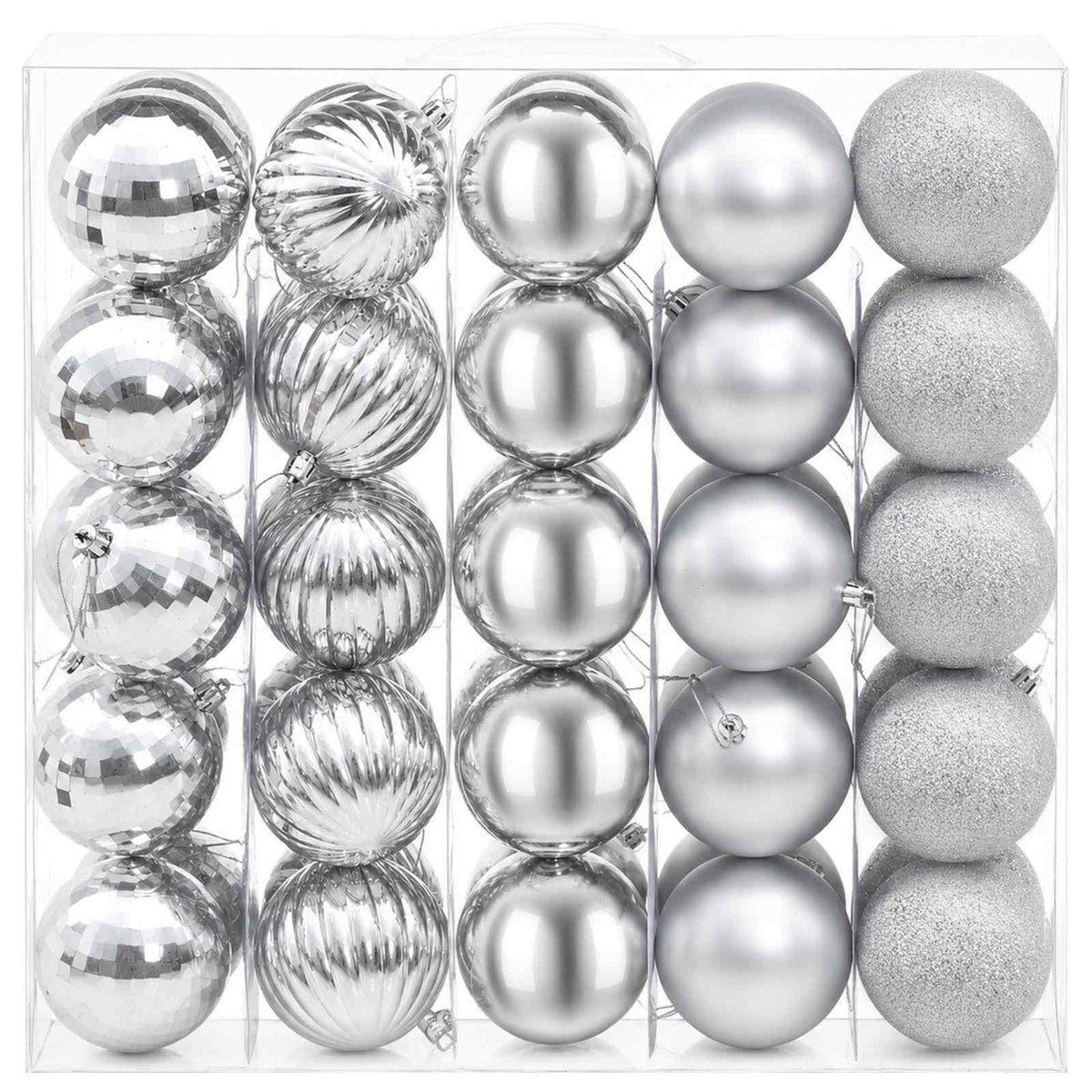 Set božićnih kuglica 75 kom. Srebrna 6 cm Polistiren