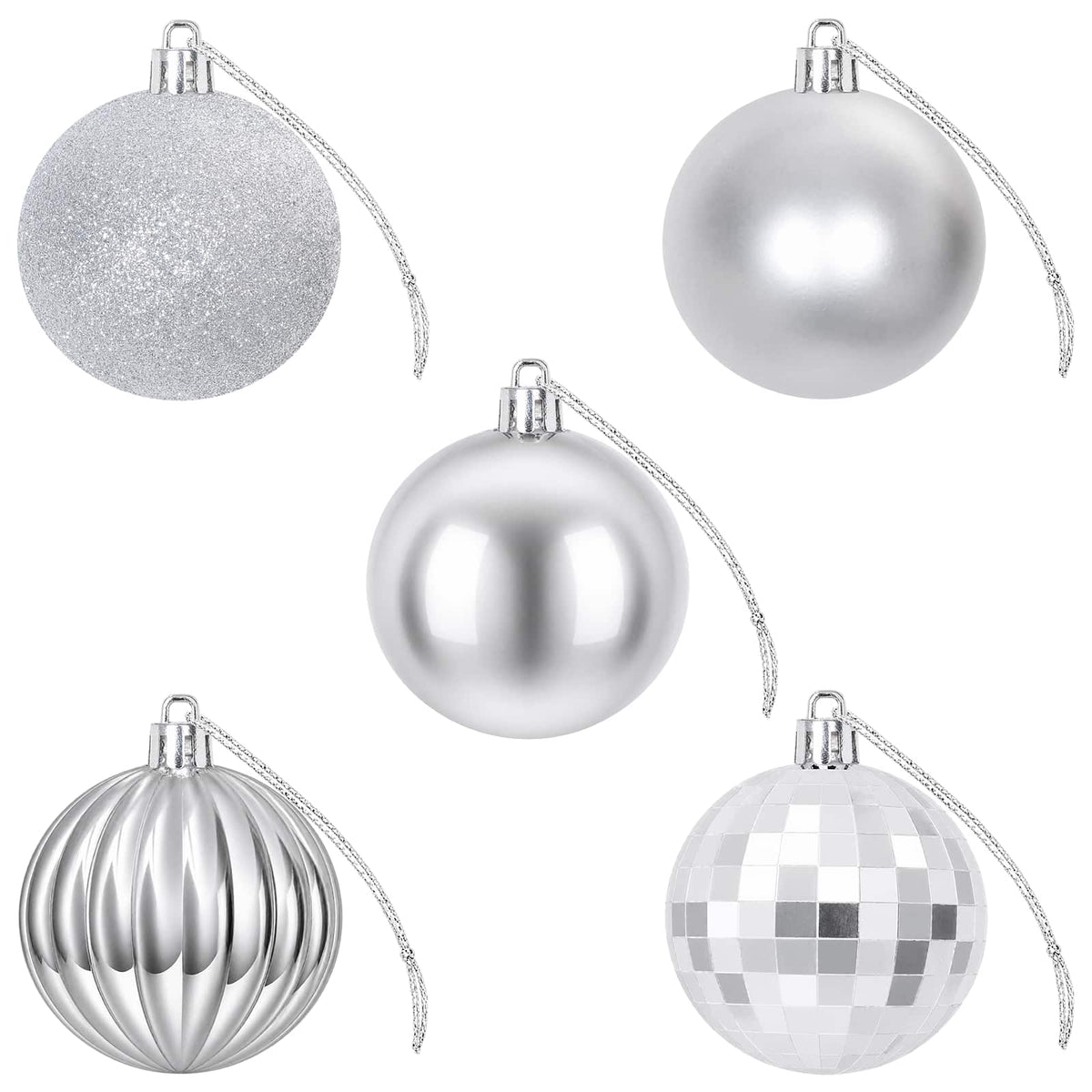 Set božićnih kuglica 75 kom. Srebrna 6 cm Polistiren
