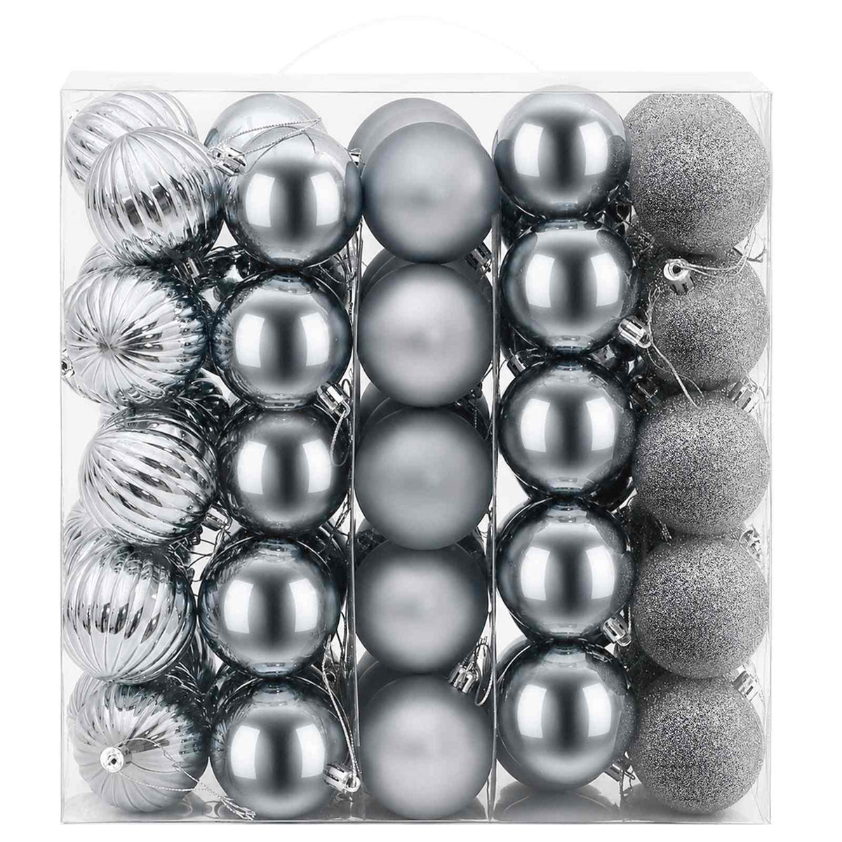 Set božićnih kuglica 75 kom. Siva 6 cm Polistiren