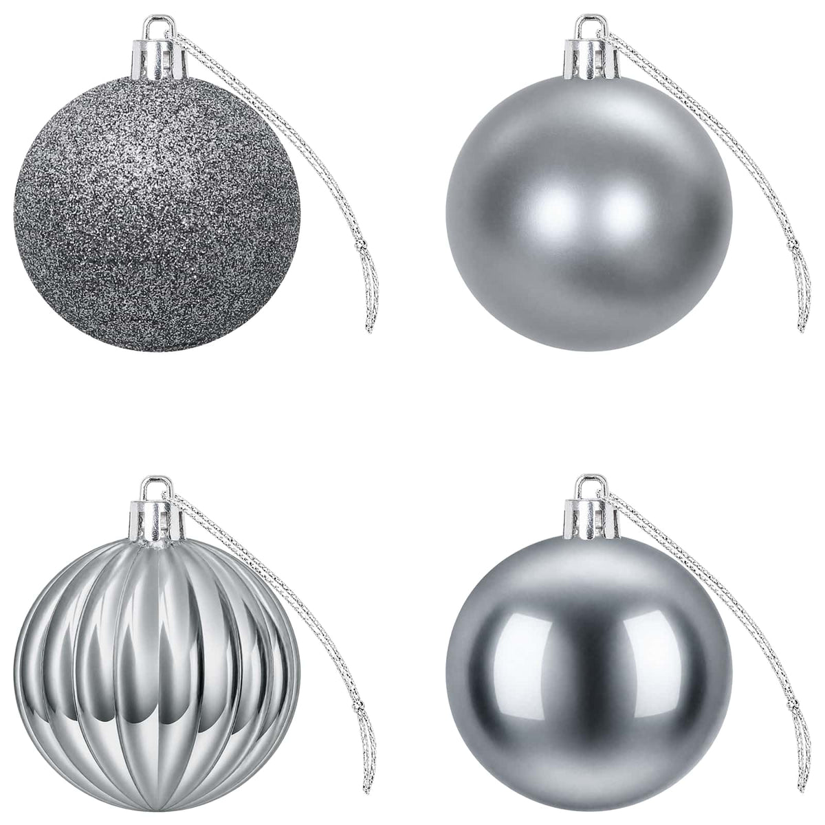 Set božićnih kuglica 75 kom. Siva 6 cm Polistiren