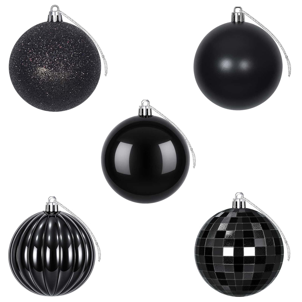 Set božićnih kuglica 50 kom. Crna 8 cm Polistiren