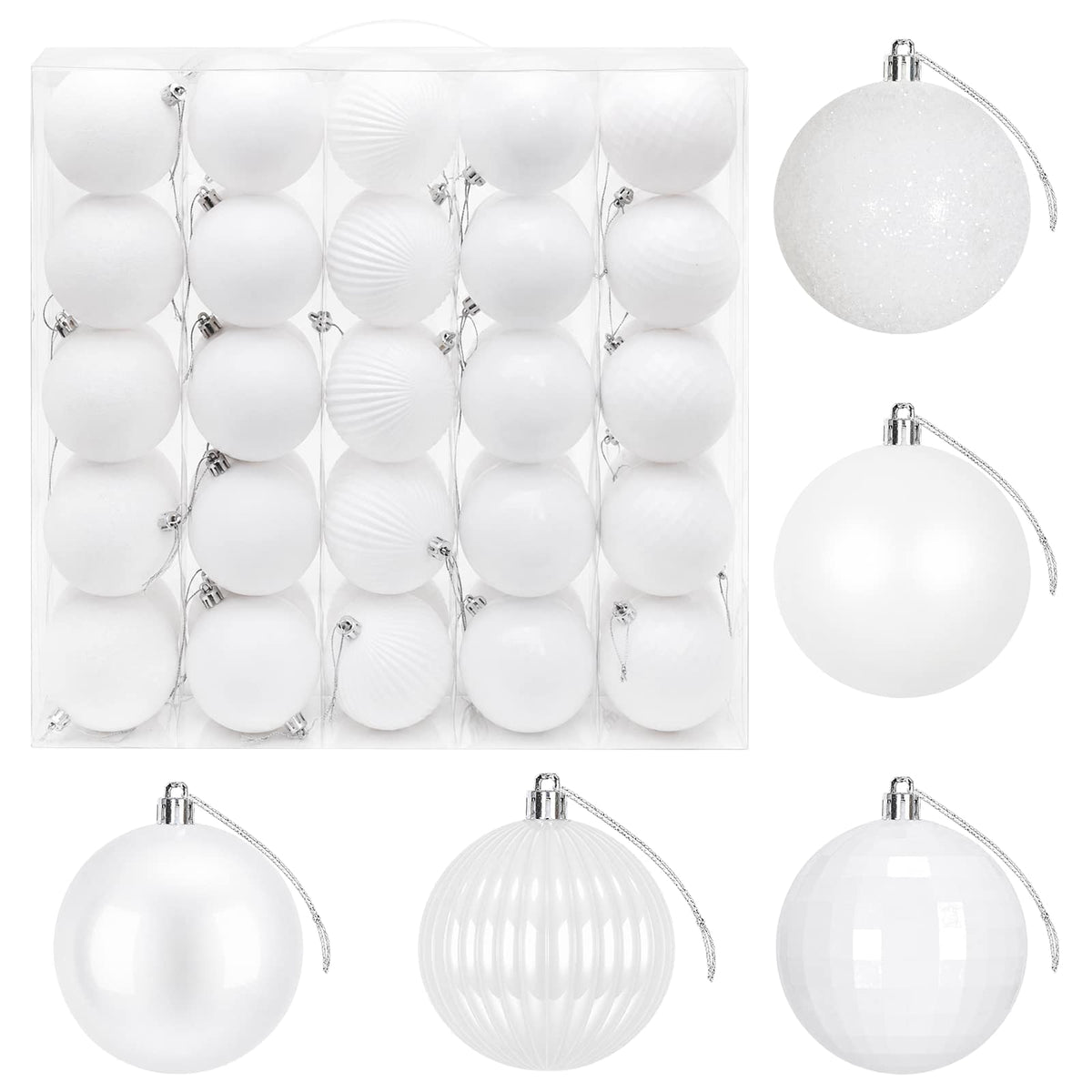 Set božićnih kuglica 50 kom. Bijela 8 cm Polistiren