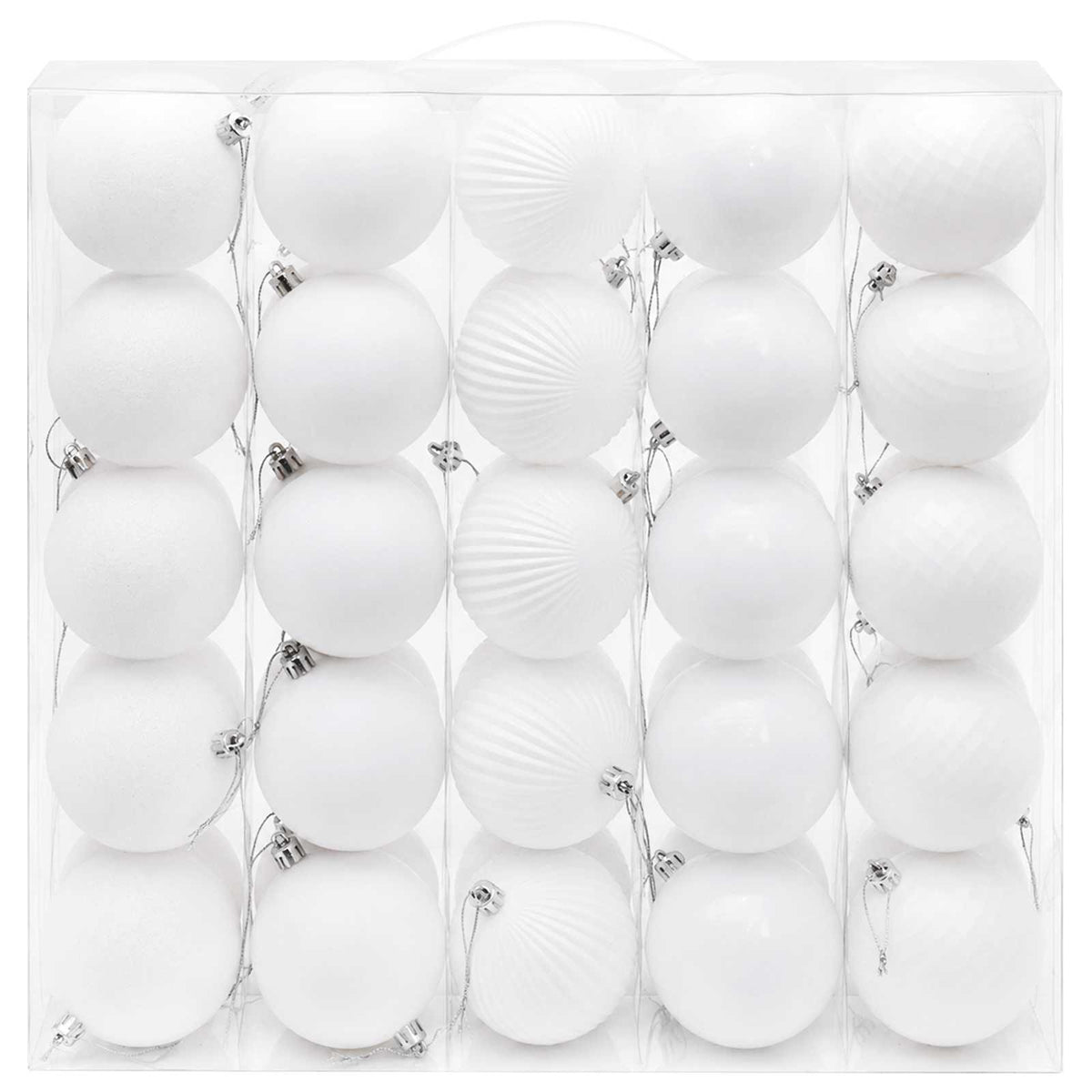 Set božićnih kuglica 50 kom. Bijela 8 cm Polistiren