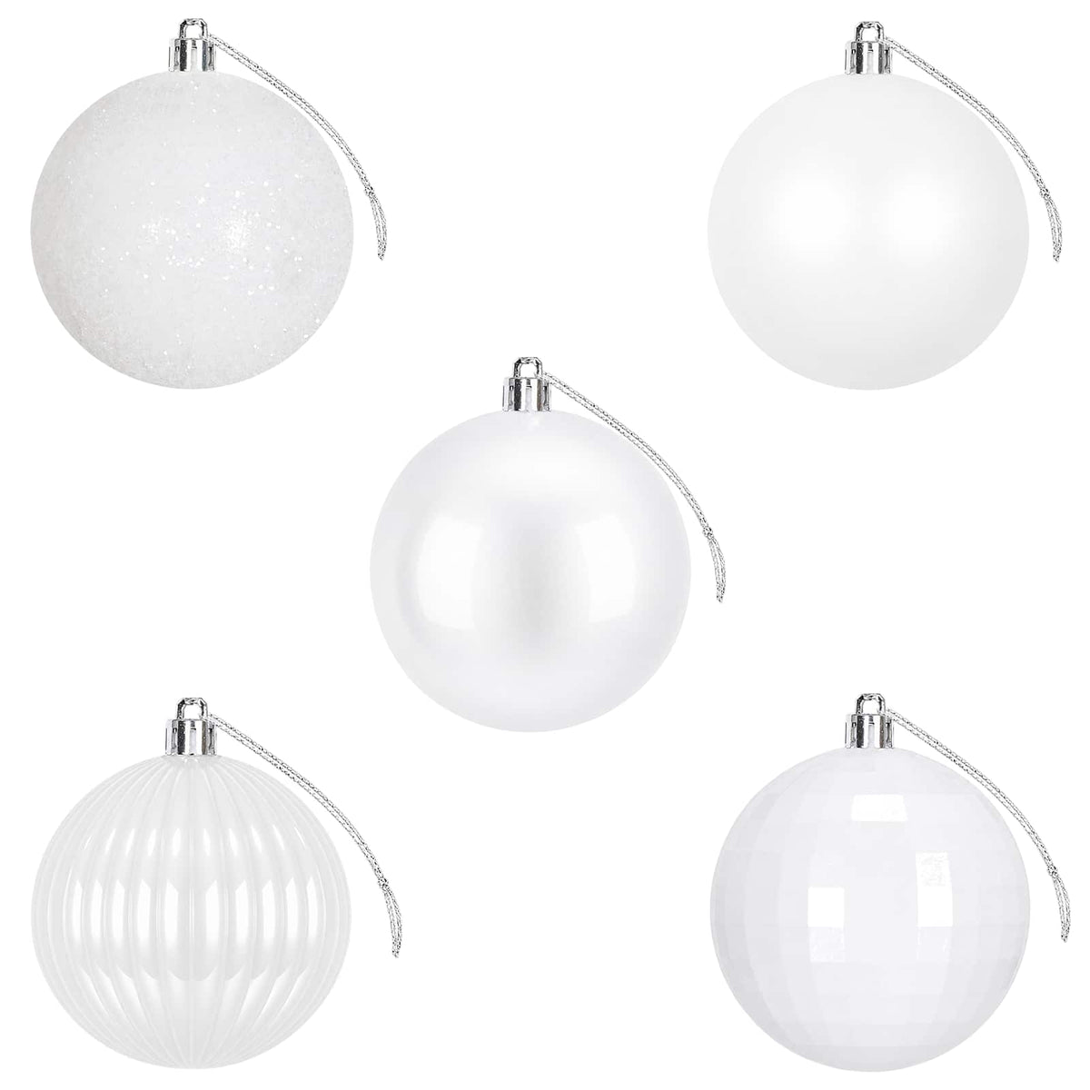 Set božićnih kuglica 50 kom. Bijela 8 cm Polistiren