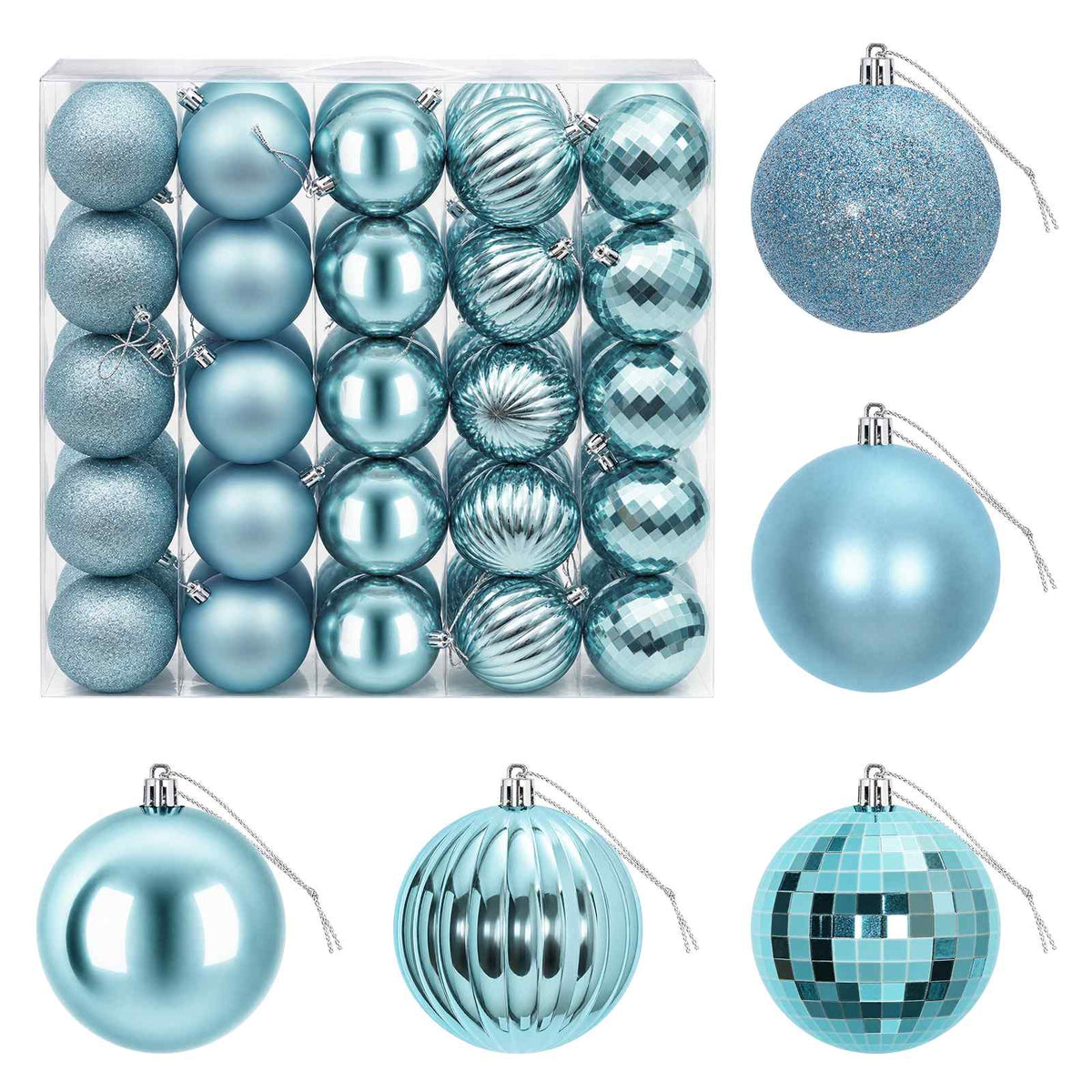 Set božićnih kuglica 50 kom. Tirkizna 8 cm Polistiren