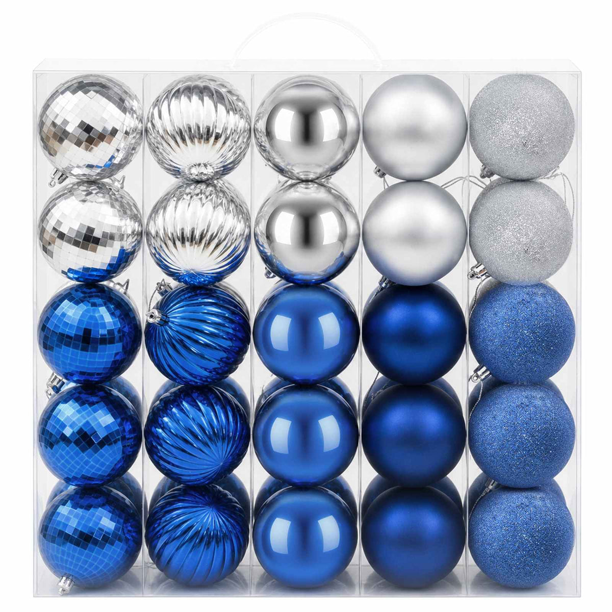 Set božićnih kuglica 50 kom. Plava i srebrna 8 cm Polistiren