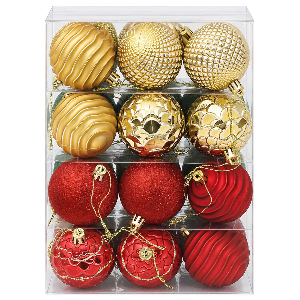 Set božićnih kuglica 36 kom. Crvena, zlatna i zelena 6 cm