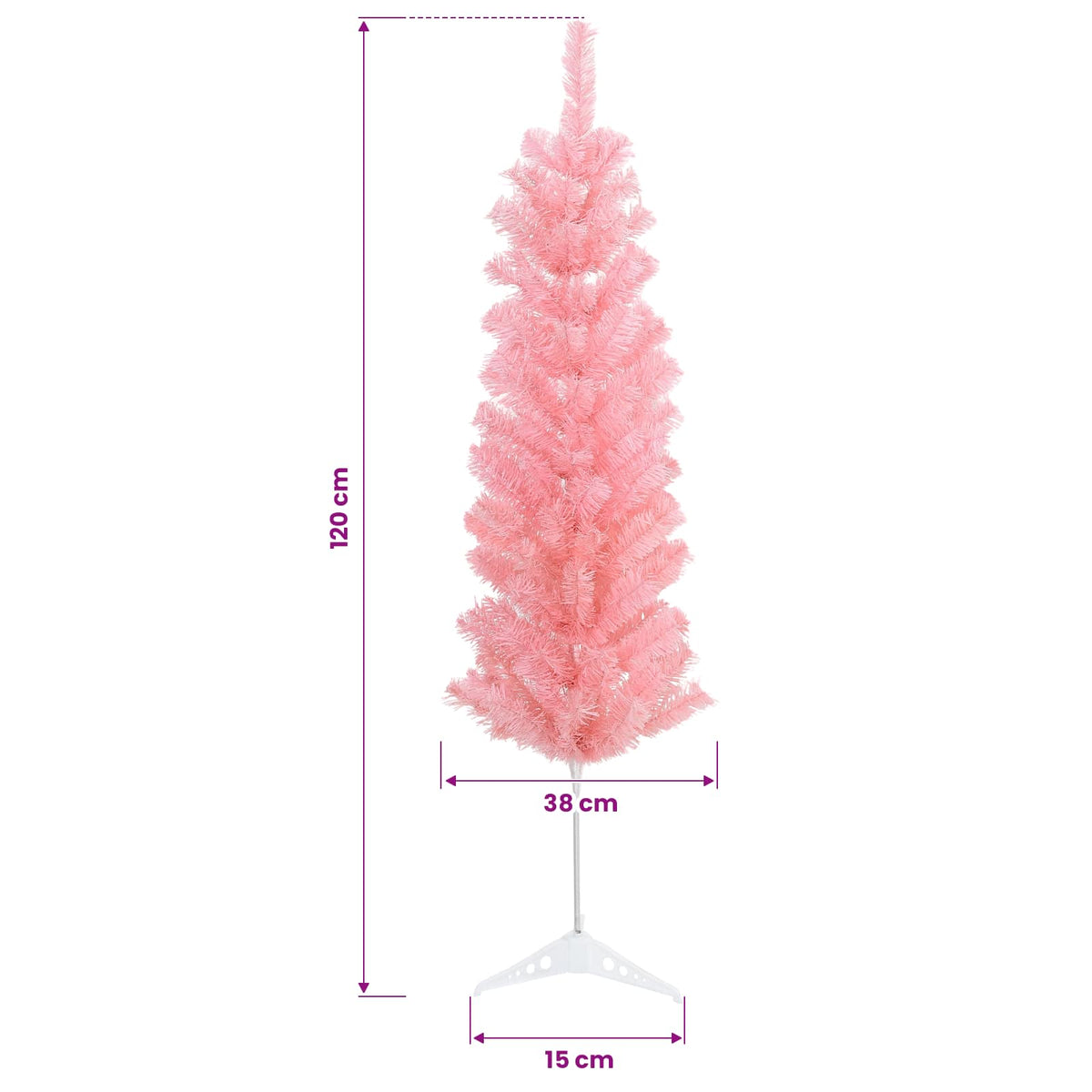 Umjetno vitko božićno drvce 120 cm PVC i čelik Ružičasta