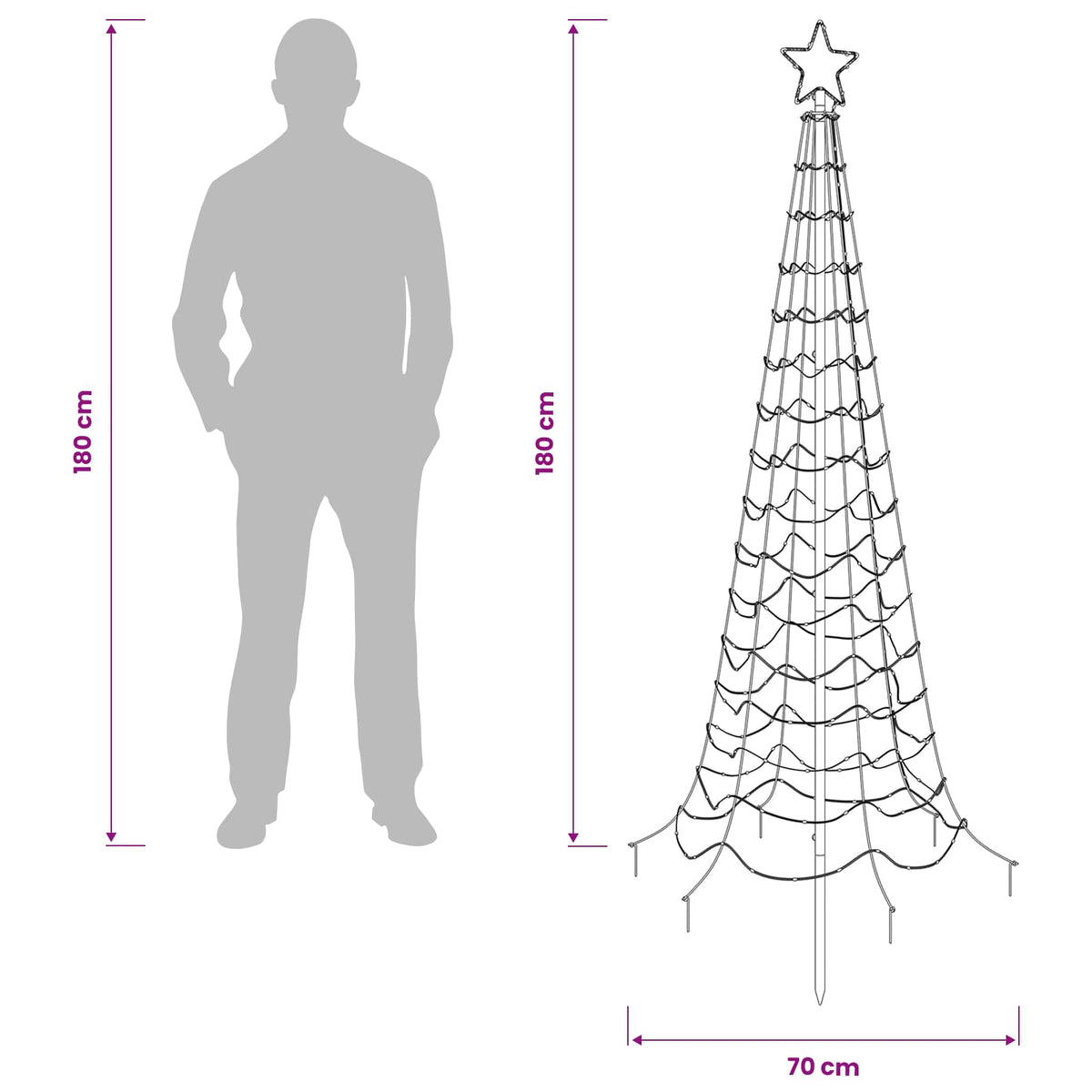 LED spiralno božićno drvce sa šiljkom EKENAS 180 cm
