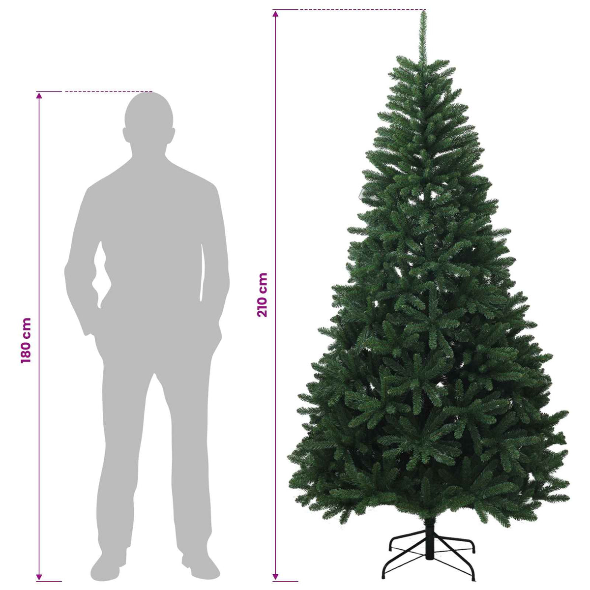 Umjetno božićno drvce s nogom 210 cm PVC Srednja zelena