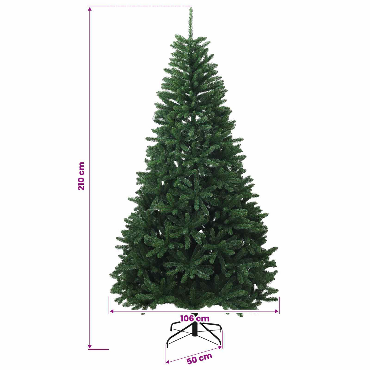Umjetno božićno drvce s nogom 210 cm PVC Srednja zelena