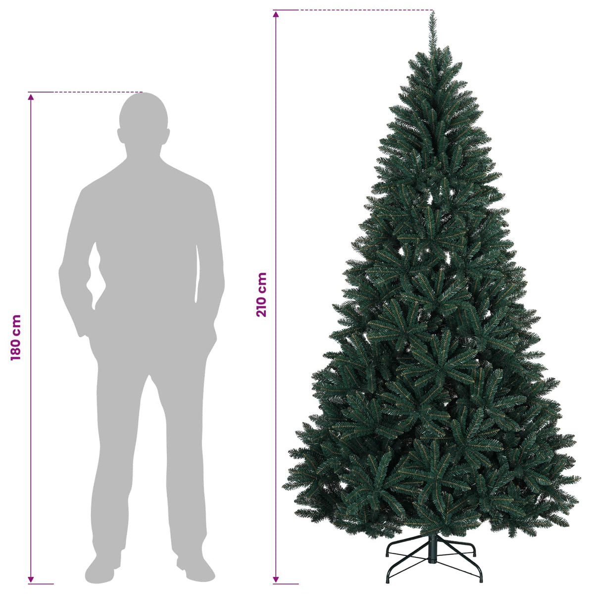 Umjetno božićno drvce s nogom 210 cm PVC Tamnozelena