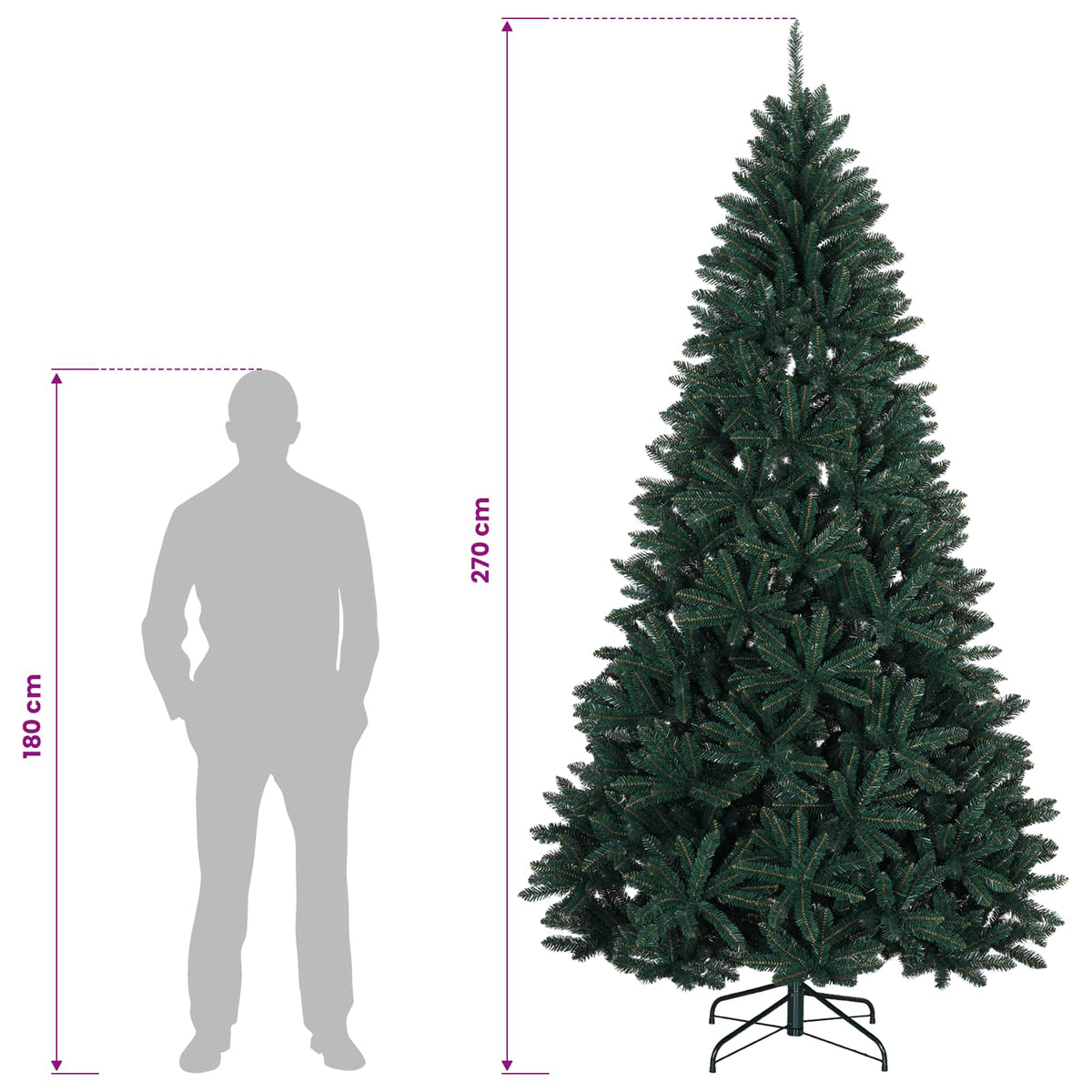Umjetno božićno drvce s nogom 270 cm PVC Tamnozelena