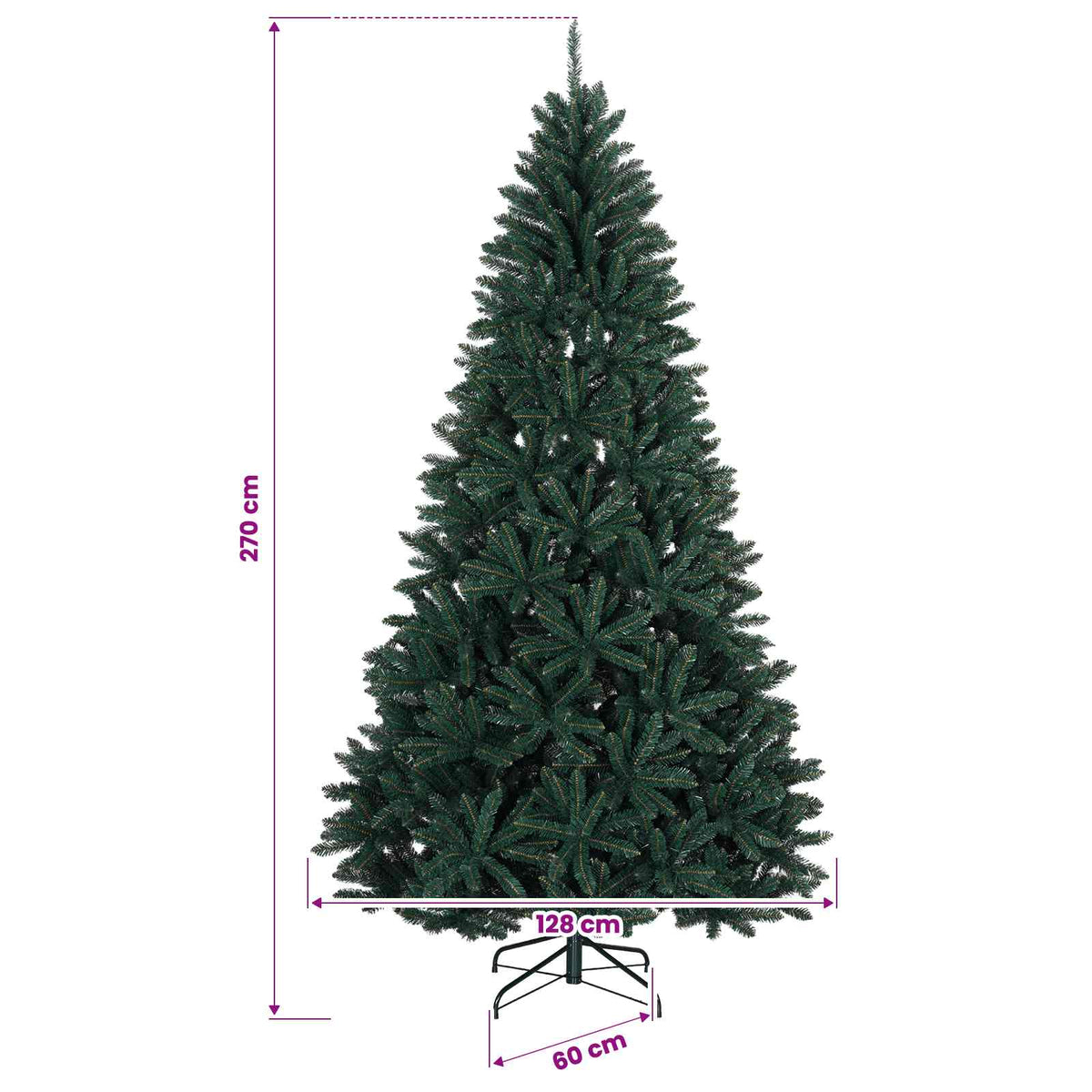 Umjetno božićno drvce s nogom 270 cm PVC Tamnozelena