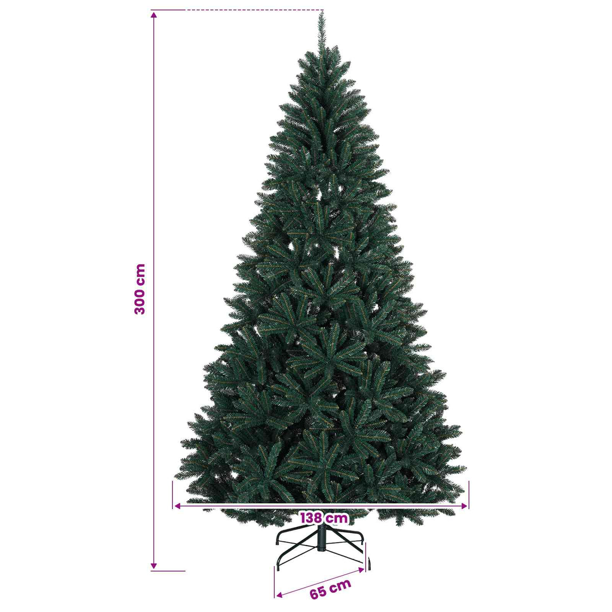 Umjetno božićno drvce s nogom 300 cm PVC Tamnozelena