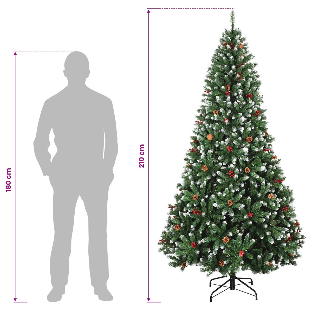 Umjetno božićno drvce s nogom 210 cm PVC Zelena i bijela