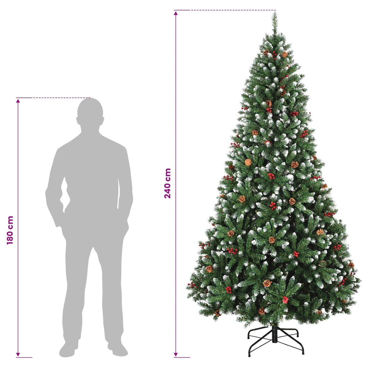 Umjetno božićno drvce s nogom 240 cm PVC Zelena i bijela