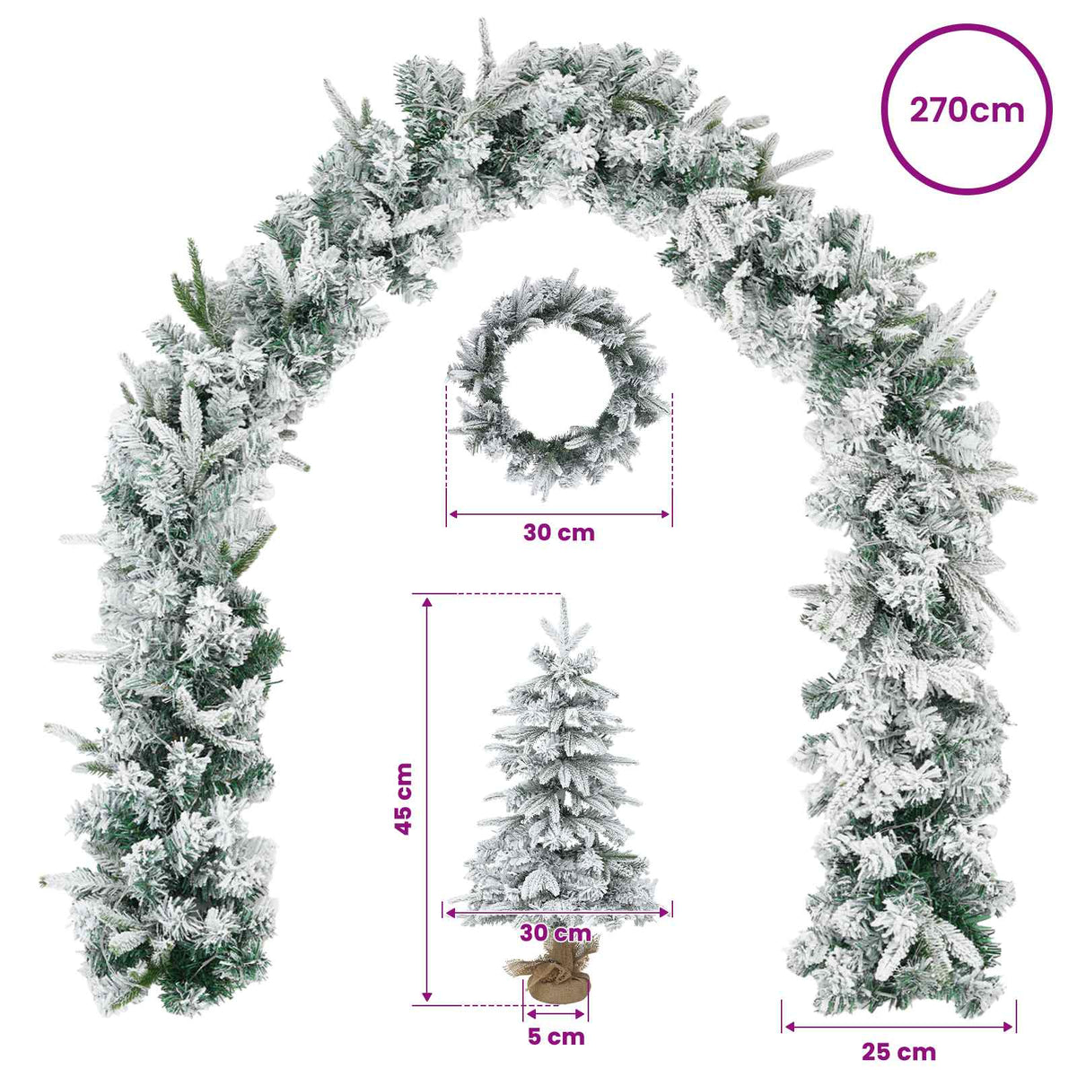 Mini božićno drvce 45 cm PVC i PE Zelena i bijela