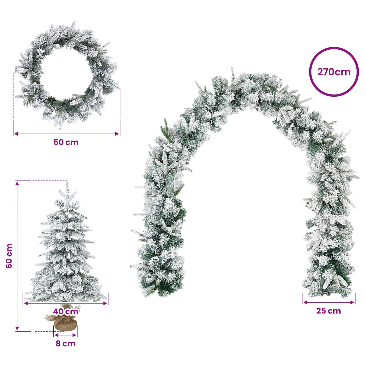 Mini božićno drvce 60 cm PVC i PE Zelena i bijela